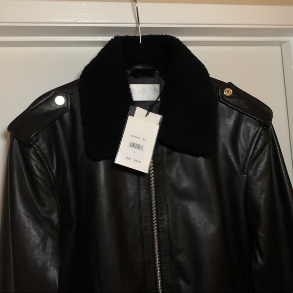 7 for all mankind Pebbled Leather Biker Jacket - Picture 5 of 10